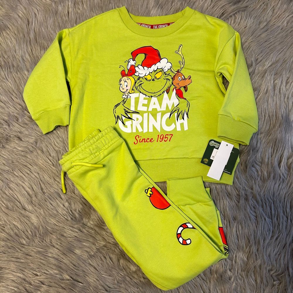 Dr&period; Seuss The Grinch Two Piece Toddler Outfit Size 2T Green Sweater Sweatpants