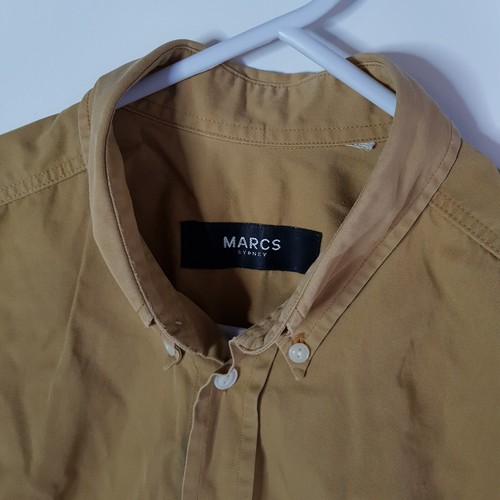 Vintage Marcs Sydney Canvas Shirt Mens L Beige Long Sleeve Regular Fit - Foto 6 di 14