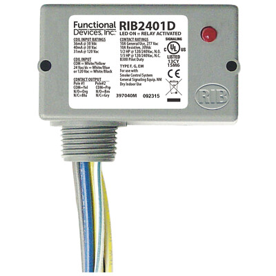 Functional Devices RIB2401D 24V/120V 10A DPDT Relay