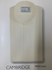 IVORY Mandarin Banded Collar Formal Shirt with 3/4'' pleated front by Lord West