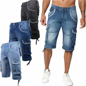 New Mens Jeans Denim Cargo Shorts Bermuda Crosshatch Multi Pockets Combat Pants Ebay