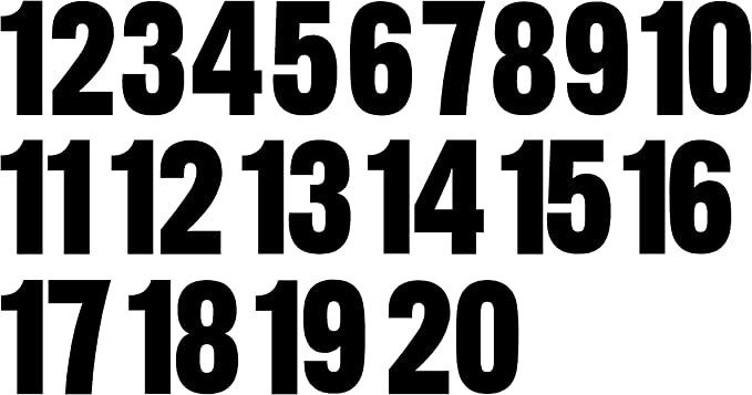 ちページ（到着) 1-20 Numbers Black Sticker Vinyl Decals CHOOSE 1
