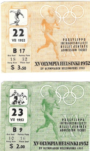 3 Admission Tickets, Helsinki Olympics, 1952 - Picture 3 of 4