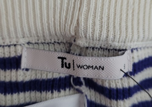Pantalones Cortos TU Damas Azul Blanco Rayas Talla 8 Reino Unido Algodón Tejido Cintura Elástica PVP £14 - Imagen 7 de 8