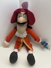Disney Captain Hook Plush 18 in. Plush Toy Pirate Peter Pan Red Coat