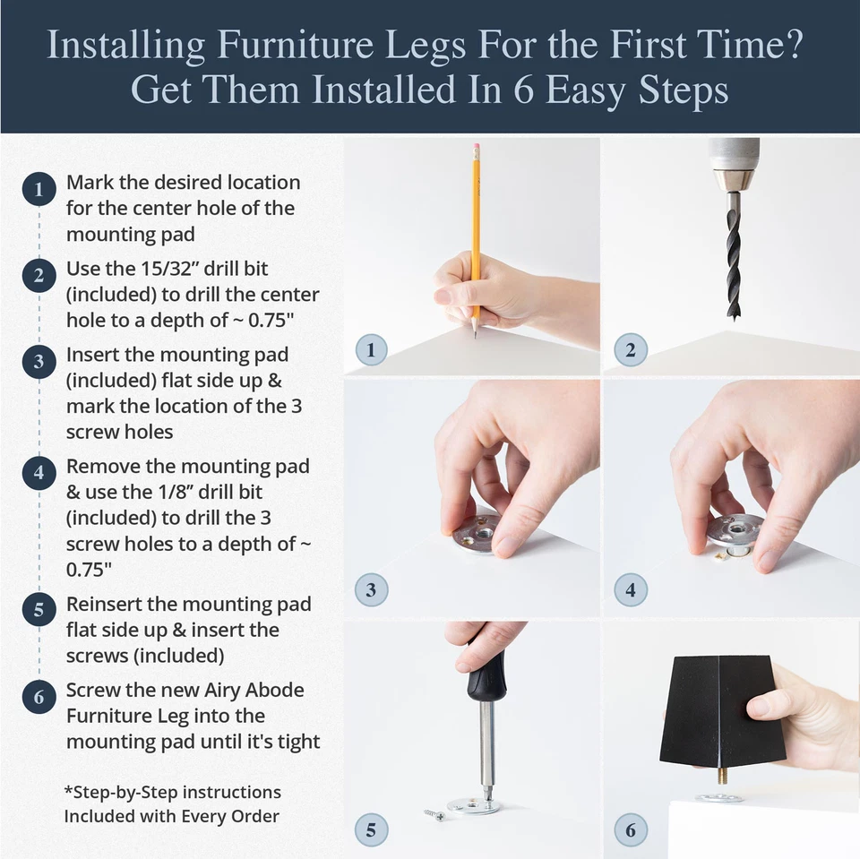 Juego de patas cuadradas negras para muebles de 6, 3 4 5 6 8 10 12 pulgadas de repuesto para pies de madera Foto 2 de 4