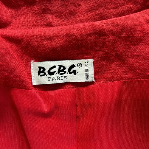 BCBG Paris Red Linen Short Sleeve Jacket Top Lined USA Preppy Chic VTG XS/S - Picture 5 of 16