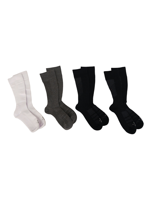 (4PK)TOMMIE COPPER Compression (Wide) OvertheCalf Socks WHT/GRY/BLK