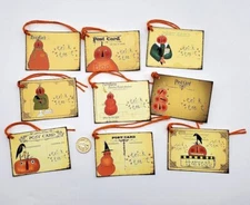 9-Halloween-Primitive-Farmhouse-Pumpkins-Linen Cardstock-Gift-Hang-Tags