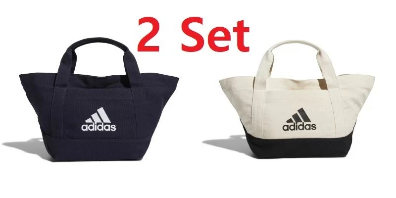 [ 2 Set ] 2 Pieces adidas Mini Canvas Tote Bag Black & White F/S from Japan