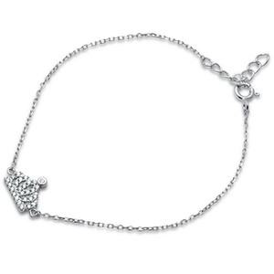 Sterling-Silver-Princess-Crown-CZ-Link-Bracelet
