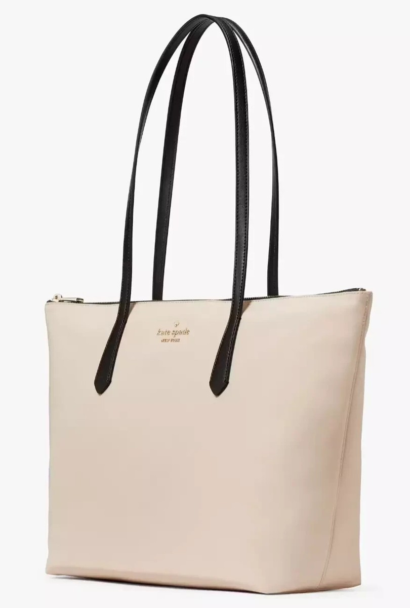 Kate Spade Kitt Colorblock Warm Beige Large Nylon Tote KG460 NWT