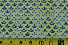 By 1/2 Yd, 43" Wide, Small Blue Flowers on Yellow Quilt Cotton, P5397