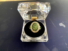 Sterling Silver Ring with Beautiful Green Gemstone SZ 7