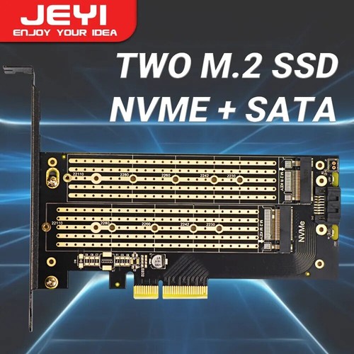 Adattatore SSD JEYI per NVMe Dual M.2 PCIe X4 X8 X16 4.0 NGFF SSD, NVME e SATA - Foto 2 di 12