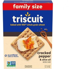 Triscuit Cracked Pepper  Olive Oil Whole Grain Wheat Crackers, Lunch Snacks