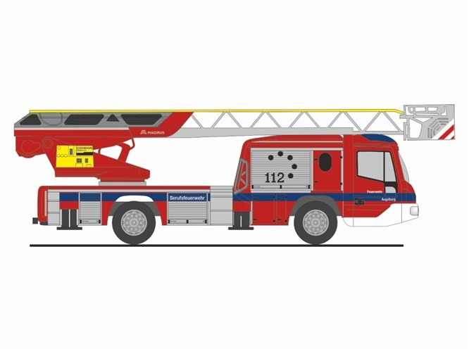 Rietze 71102 - 1/87 Magirus DLK 32 N.B. FW Augsburg - New