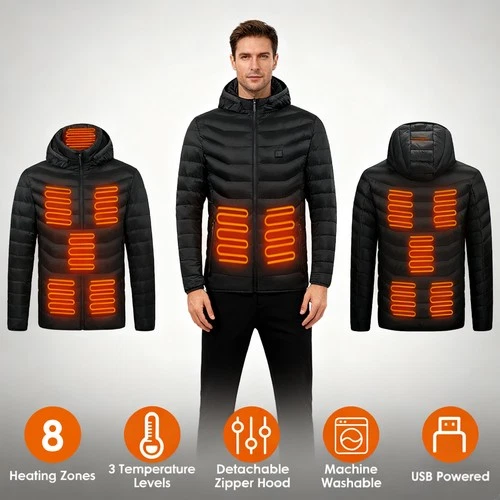 Electric USB Heated Jacket With Portable Battery Men Women Heating Thermal Coat - product listing photo
