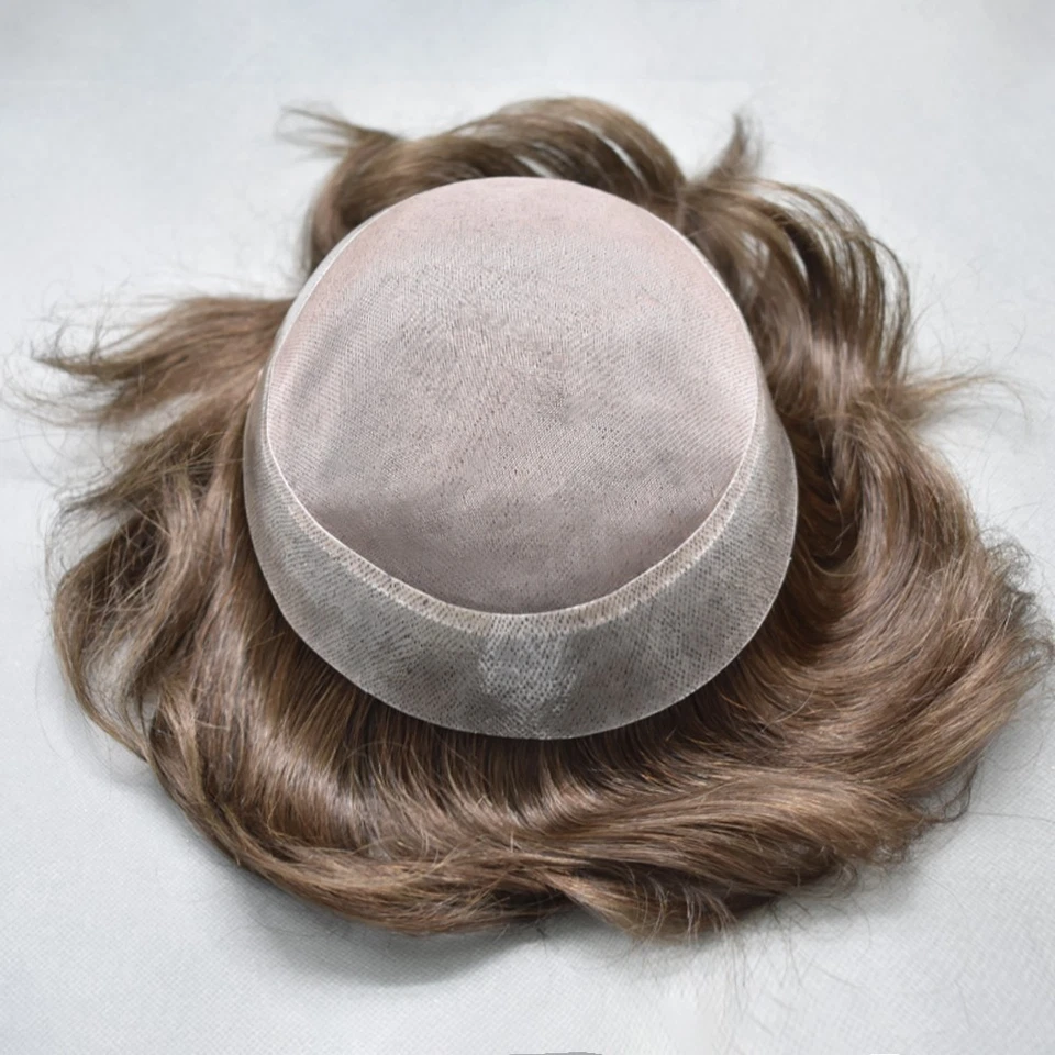 Peluca de cabello humano mono centro de encaje francés toupee frontal para hombre Foto 3 de 4