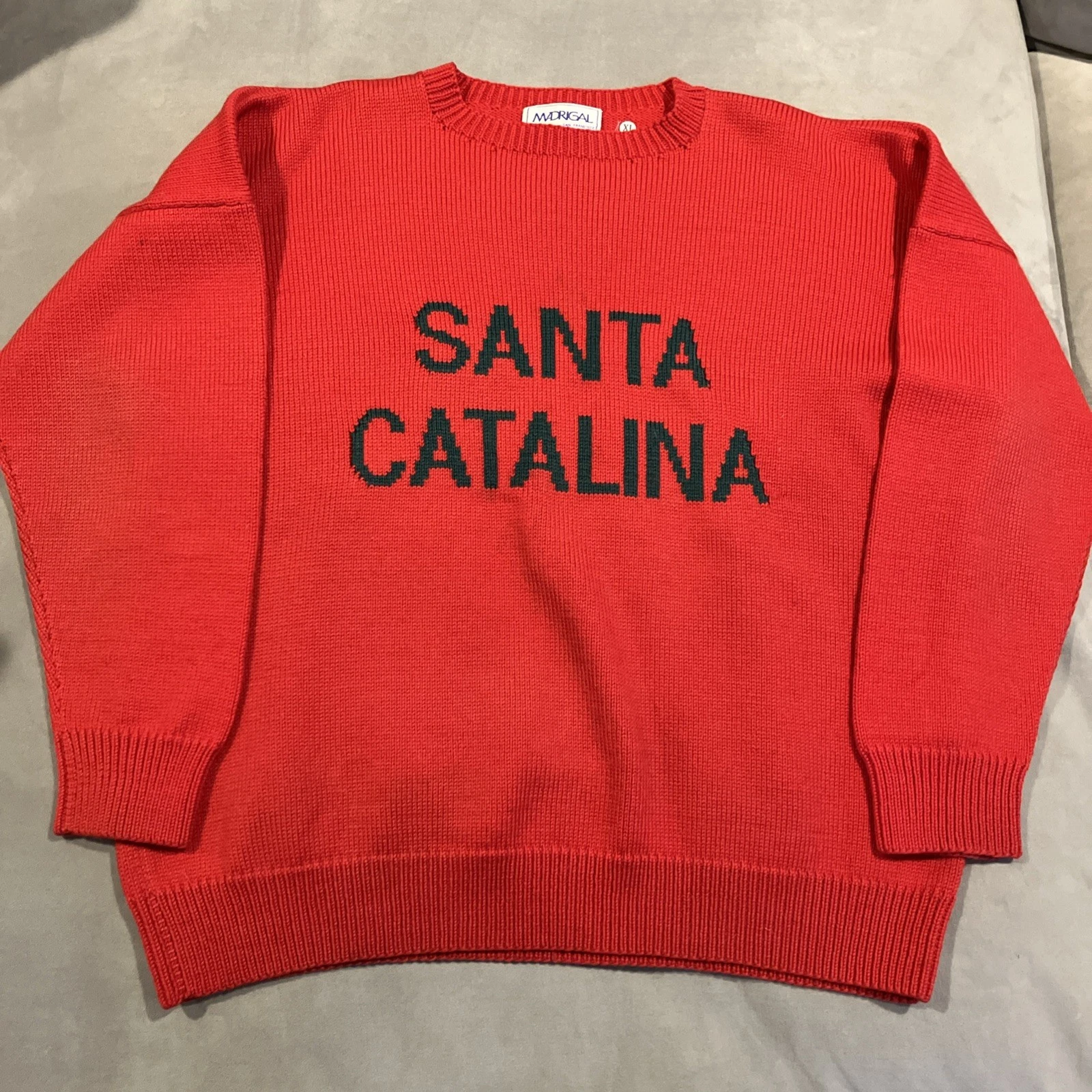 Vintage - Madrigal - SANTA CATALINA - 1991 - Red Wool Blend Sweater - Men's XL
