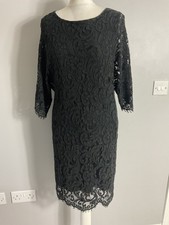 Phase Eight lace dress black shift knee midi UK 12 occasion party evening