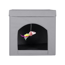 Collapsible Cat Bed, Cave, Foldable Condo, Indoor Rest, 13x13x13 Inch, Grey
