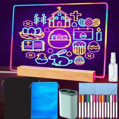 FRELWIM 13 x 9 Inch LED Drawing Writing Board with Colors, Clear Acrylic Light