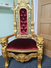 Throne Chair - Wedding Chair - Gold Frame - Lion Chair , Red Velvet