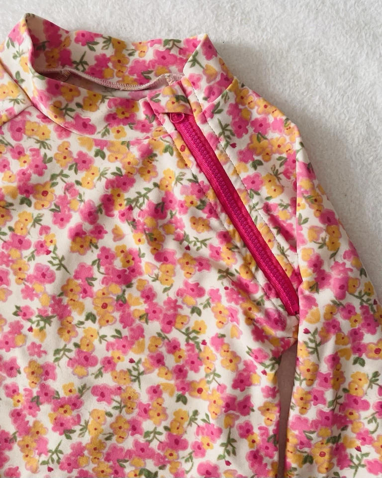 Traje de Baño Jessica Simpson Niña 3T Una Pieza Colorido Floral Mangas Largas Playa Foto 4 de 4