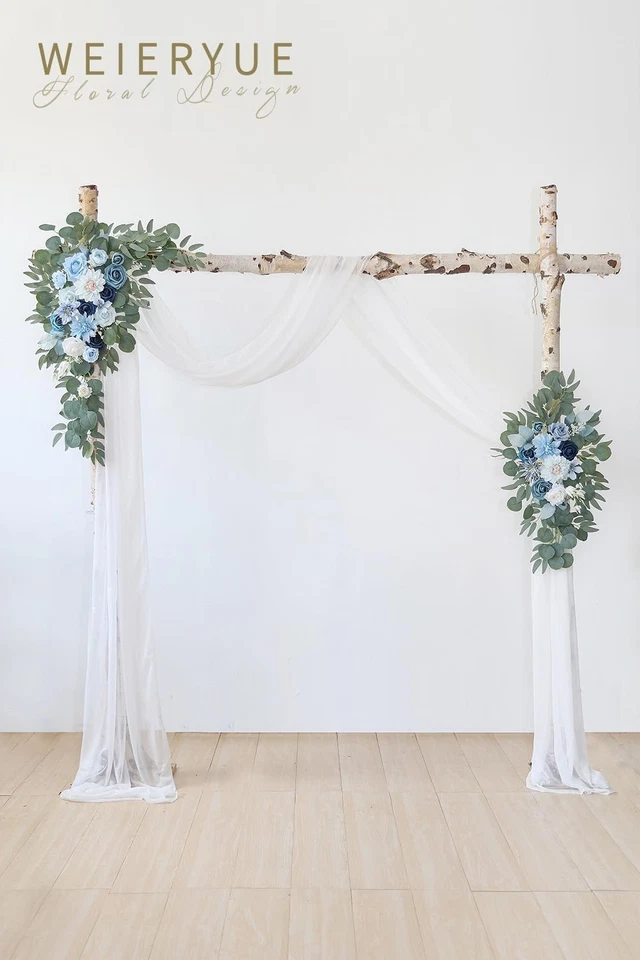 Kit de decoración de arco de boda artificial azul: juego de 3 flores y cortinas para eventos Foto 4 de 4