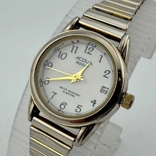 Vintage Timex Indiglo Quartz Watch Women Silver Stretch Date Analog New Battery
