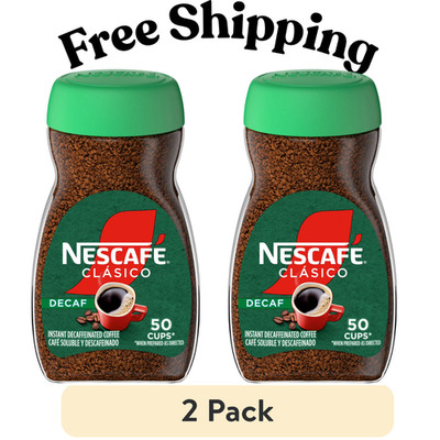 (2 pack) Nescafé Clasico Decaf Dark Roast Instant Coffee, 3.5 oz every cup