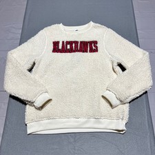 NHL Chicago Blackhawks Sherpa Fleece Sweatshirt Cream Youth Large 12/14 Logo