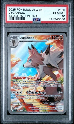 2025 POKEMON JTG EN-JOURNEY TOGETHER ILLUSTRATION RARE #166 LYCANROC PSA 10