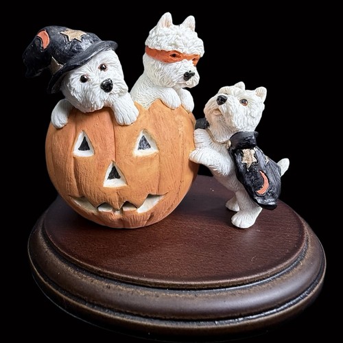 Peakdale Halloween Westie & Pups Figurine Code 237 Made in England Costumes