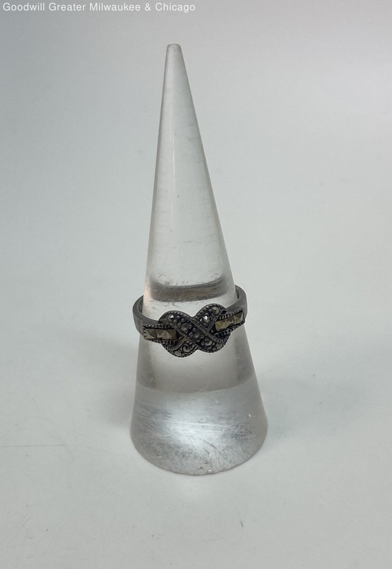 Artisan Sterling Silver Criss Cross Marcasite Ring 3.2g