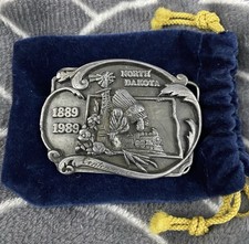 North Dakota Centennial Pewter Belt Buckle 1889 1989 Limited Ed 1099 Siskiyou