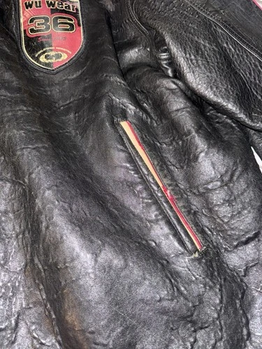 Wu Wear 36 Men’s 4XL Leather Jacket Black Quilted Lined Zip/Snap Pockets image 4
