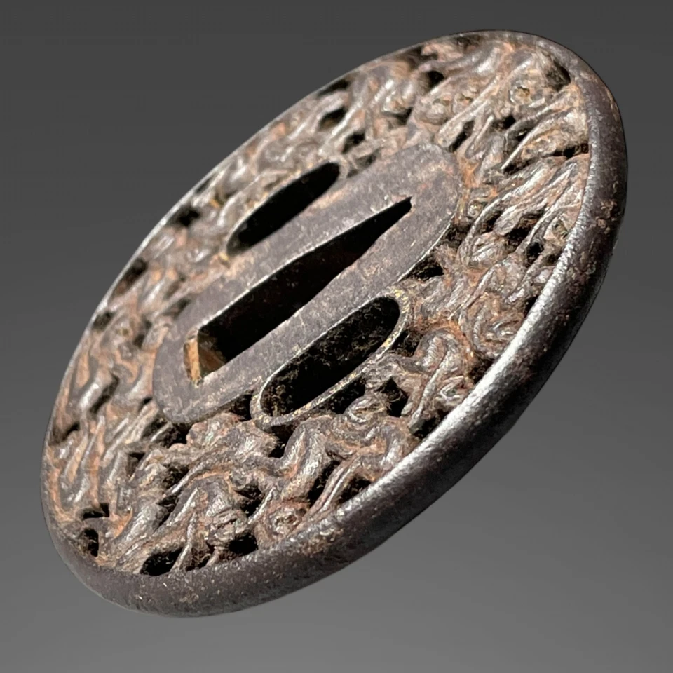 千匹猿 Senbikizaru, 南蛮鍔 Nanban Tsuba, espalda de hierro, período Edo Foto 4 de 4