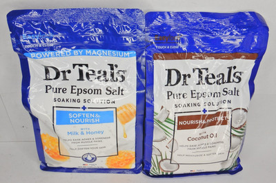 (2) Dr Teal's Epsom Salt Soaking Solution 3lbs Milk & Honey/Coconut Oil