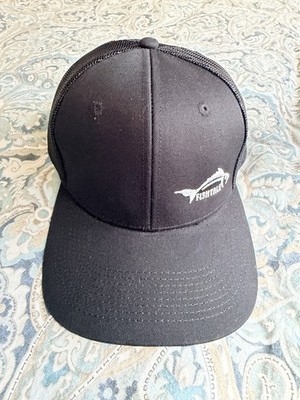 DXN Headwear Fish Tale Black Hat Cap One Size Fits All White Logo