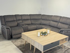 Electric Corner Recliner Sofa Hannan | Grey Micro Fabric + LED | USB | WIRELESS