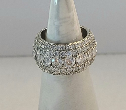 Zirkonia Eternity Band Ring 12 mm breit Größe 6