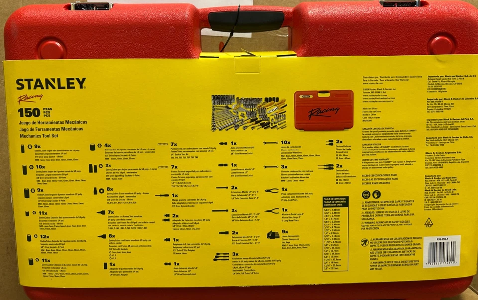 Juego de herramientas mecánicas de carreras STANLEY (150 piezas) R99-150LA métricas y SAE Foto 4 de 4
