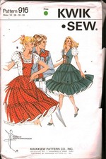 916 Vintage Kwik Sew SEWING Pattern Misses 1990s Western Square Dance Dress 20