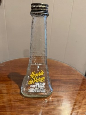 Vintage 1960's Henri's de Paree Eiffel Tower French Dressing Glass Bottle w/ Lid