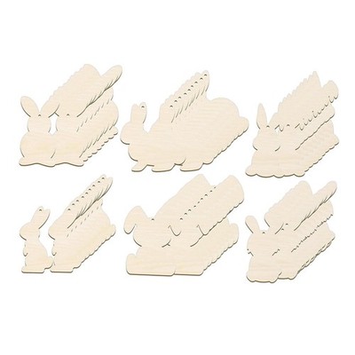 60 Stück Ostern Holz Hase Ausschnitte Hase Holz Ausschnitte Hängeschmuck mit