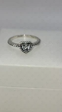 Authentic Pandora #198421C01 Elevated Heart Ring w/ Clear CZ Size 7 W/ Box