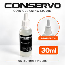 Conservo Coin Cleaning Liquid 30ml Dropper Bottle Metal Detecting Finds Cleaner
