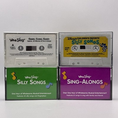 (4) Wee Sing Silly Songs   Sing-a-longs   Games & Disney Kids Cassettes 